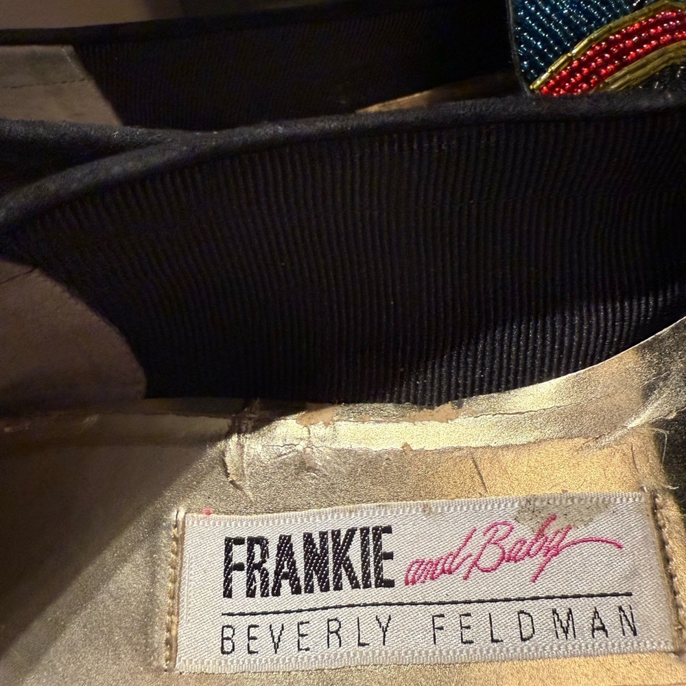 Beverly Feldman Vintage Frankie and Baby Suede Multicolor Beaded Loafers - Picture 3 of 15